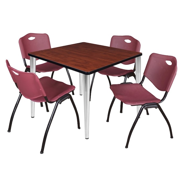 Regency Kahlo Square Table & Chair Sets, 36 W, 36 L, 29 H, Wood, Metal, Plastic Top, Cherry TPL3636CHCM47BY - main